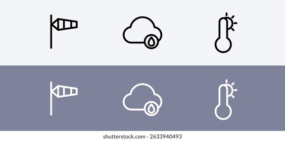 Símbolo do ícone de tempo - ícone limpo e moderno de previsão do tempo e do vento.