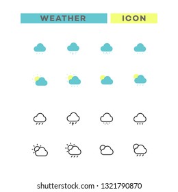 weather icon theme with line and flat style