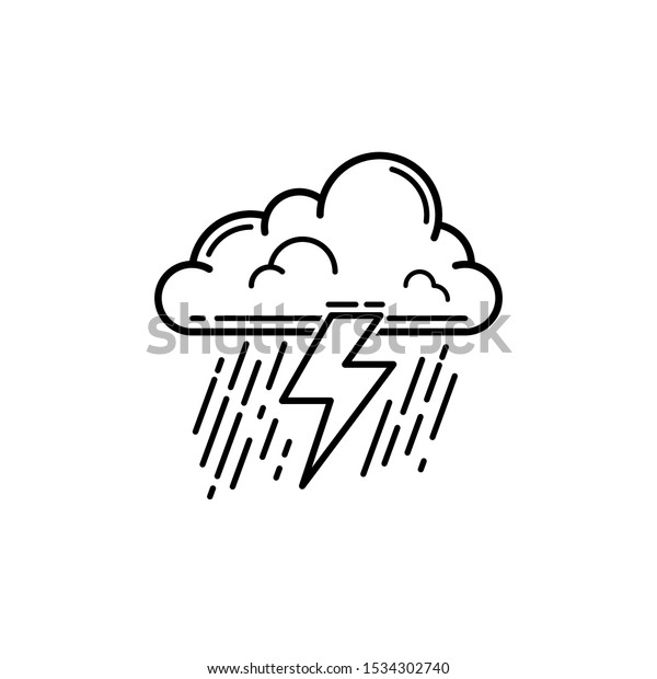 天気アイコン 雷と雨のアイコンベクター画像 のベクター画像素材 ロイヤリティフリー