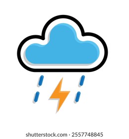 weather icon. thunderstorm, cloudy and meteorological weather. vector cloud symbol for web, mobile, climate. mixed design style. vector design template.