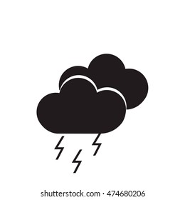 Weather icon. Thunderstorm and lightning. Vector illustration.