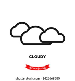 weather icon in trendy flat design, cloudy vector icon 