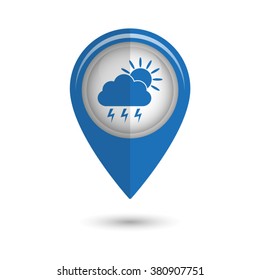 weather icon - vector icon;  blue map pointer