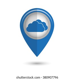 weather icon - vector icon;  blue map pointer