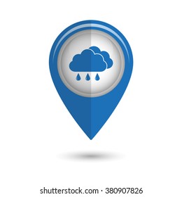weather icon - vector icon;  blue map pointer