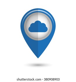 weather icon - vector icon;  blue map pointer