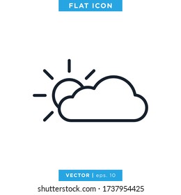Weather Icon Vector Design Template. Cloudy During The Day. Editable Stroke