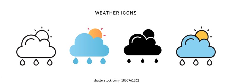 weather icon vector with different style design. isolated on white background