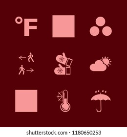 weather icon. weather vector icons set temperature snowflake, delicate gentle degrees, mittens and fahrenheit