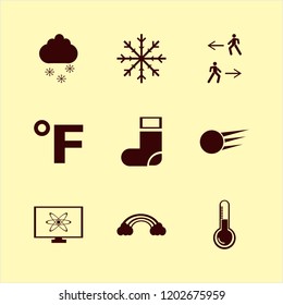 weather icon. weather vector icons set cloud snowflake, snowball, temperature and sock