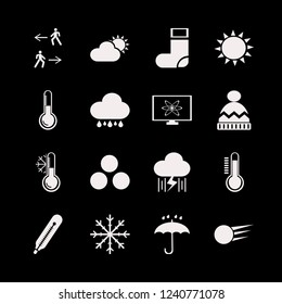 weather icon. weather vector icons set rain and lightning, snowballs, atom monitor and temperature snowflake