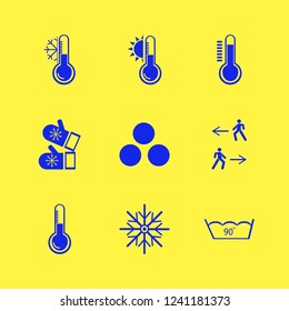 weather icon. weather vector icons set temperature, man walk, snowballs and temperature snowflake