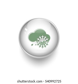 Weather Icon / Vector illustration, cloud, rain, snow,, light gray, green, white background.