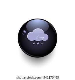 Weather Icon / Vector illustration, cloud, rain, lightning, dark blue, light blue, white background.