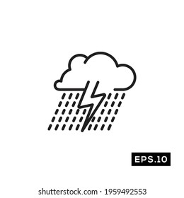 Weather icon vector. Rainy line icon or logo symbol illustration
