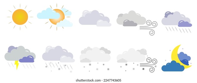 Weather icon. Vector. Weather set. Pictogram illustration on white background. Set.