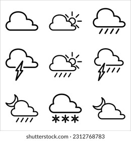 Icono meteorológico, vector de icono del tiempo para el diseño de sitios web, aplicación, interfaz de usuario. ilustración vectorial sobre fondo blanco.