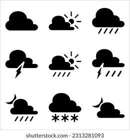 Icono meteorológico, vector de icono del tiempo para el diseño de sitios web, aplicación, interfaz de usuario. ilustración vectorial sobre fondo blanco.