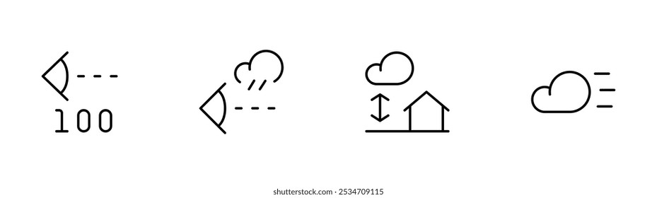 weather icon, Visibility icon. Flat vector illustration, graphic, editable stroke. Suitable for website design, logo, app, template, and ui ux.