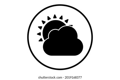 Weather icon of white cloud and sun, vector illustration. Sticky symbol of forecast. Meteorological infographics sign. Web icon vector design. EPS10.