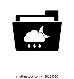 weather icon - white vector icon;  black folder