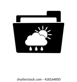 weather icon - white vector icon;  black folder