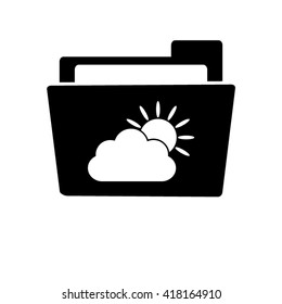 weather icon - white vector icon;  black folder