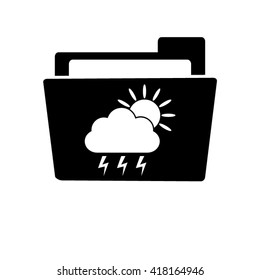 weather icon - white vector icon;  black folder