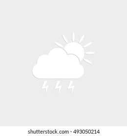 weather icon - white vector  icon with shadow