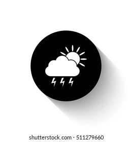 weather icon - white vector  icon with shadow