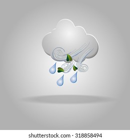 Weather icon with wind, cloud and rain . Symbols. Day.