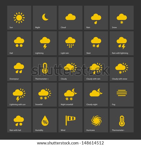 Weather icons. Additional part. Vector illustration.