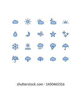 Weather icons in for any purposes. Perfect for website mobile app presentation and any other projects.