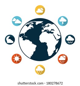 Weather icons around the world icon, vector illustration