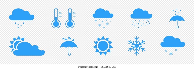Weather icons, bad weather, sunny weather, Vector on white background.