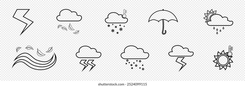 Weather icons, bad weather, sunny weather, Vector on white background.