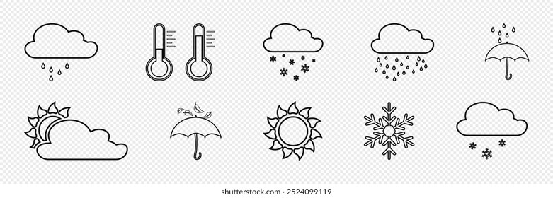 Weather icons, bad weather, sunny weather, Vector on white background.