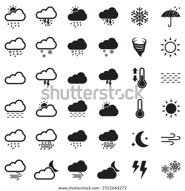 Weather\
Icons. Black Flat Design. Vector\
Illustration.