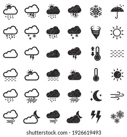 Weather Icons. Black Scribble Design. Vector Illustration.