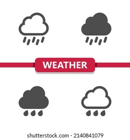 Weather Icons - Cloud, Cloudy, Rain, Raining. Professional, pixel perfect icons. EPS 10 format.