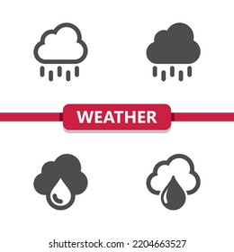 Weather Icons - Cloud, Cloudy, Rain, Raining. Professional, pixel perfect icons. EPS 10 format.