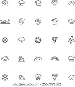 Weather Icons Cloud, Rain, Sun, Snow, Wind, Storm, Tornado, Lightning, Speed, Forecast