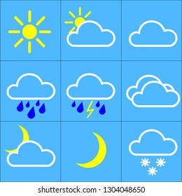 weather, weather icons, cloud, sun, rain, snow, cloudiness - Vector