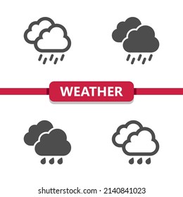 Weather Icons - Clouds, Cloudy, Cloud, Rain, Raining. Professional, pixel perfect icons. EPS 10 format.
