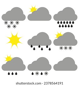 Weather icons. Clouds icons. Vector illustration. EPS 10.