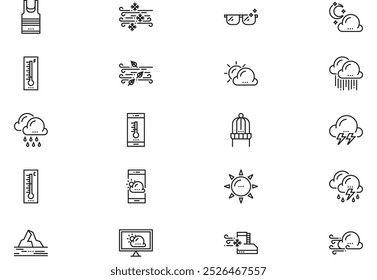 Weather icons collection is a vector illustration with editable stroke.