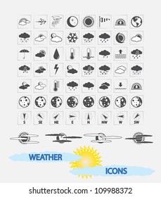 Weather Icons for day and night forecasting, for web and print applications. Vector illustration.