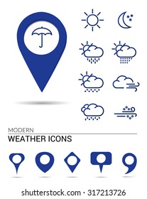 Weather icons with different pointers. Easy to change colors.