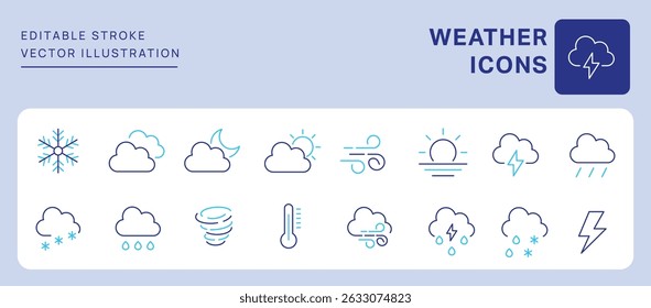 Weather Icons. Editable Stroke. Set of thin line icons symbol collection.