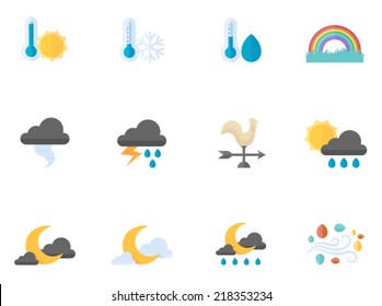 Weather icons in flat color style